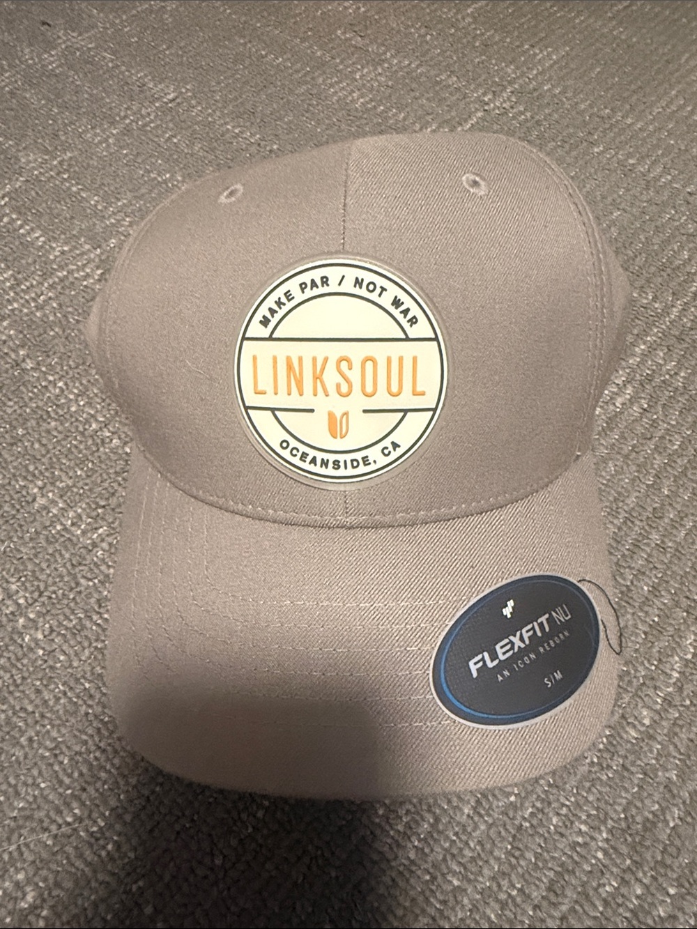 Linksoul Taupe Flexfit Baseball Cap with Embroidered Patch